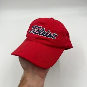Titleist Tour Performance Golf Hat Red Adjustable Strapback Cap Logo Embroidered